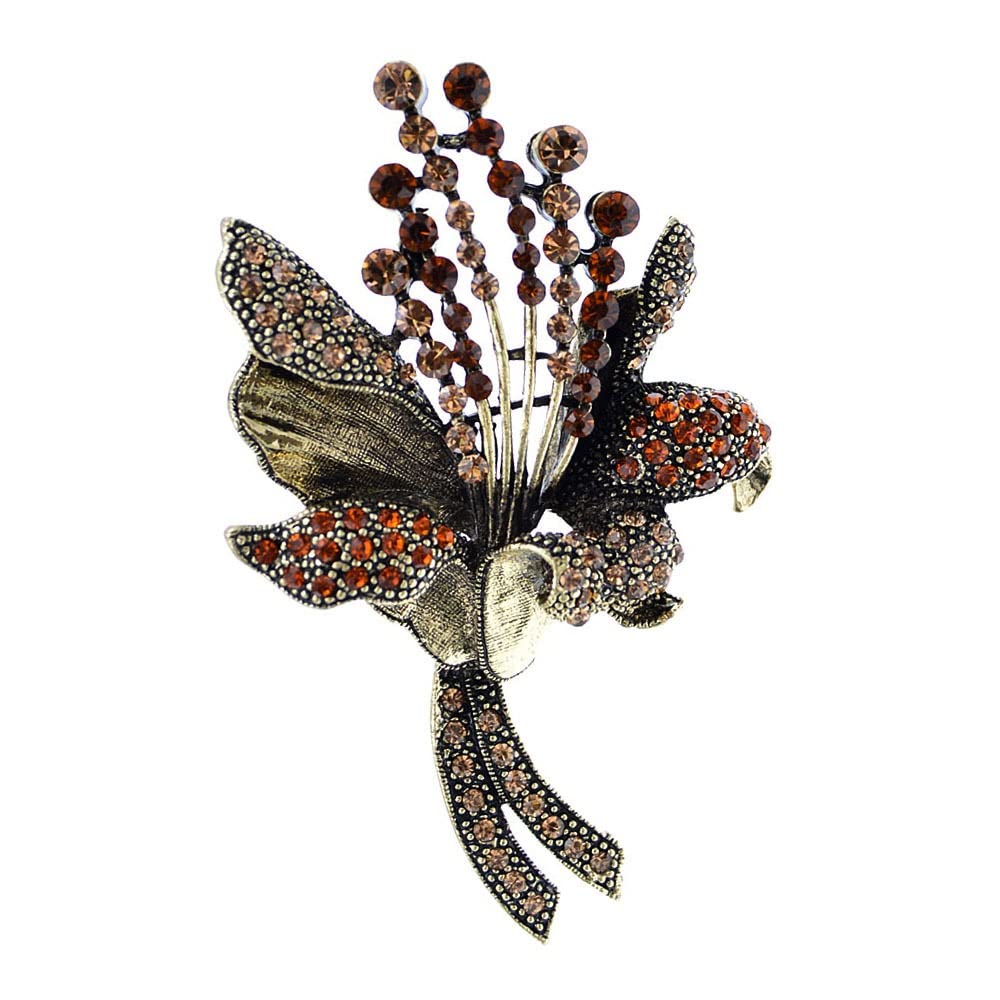 Vintage Strass Brosche mit botanischen Blumen für Damen, Schalnadel, Wintermantel-Accessoires