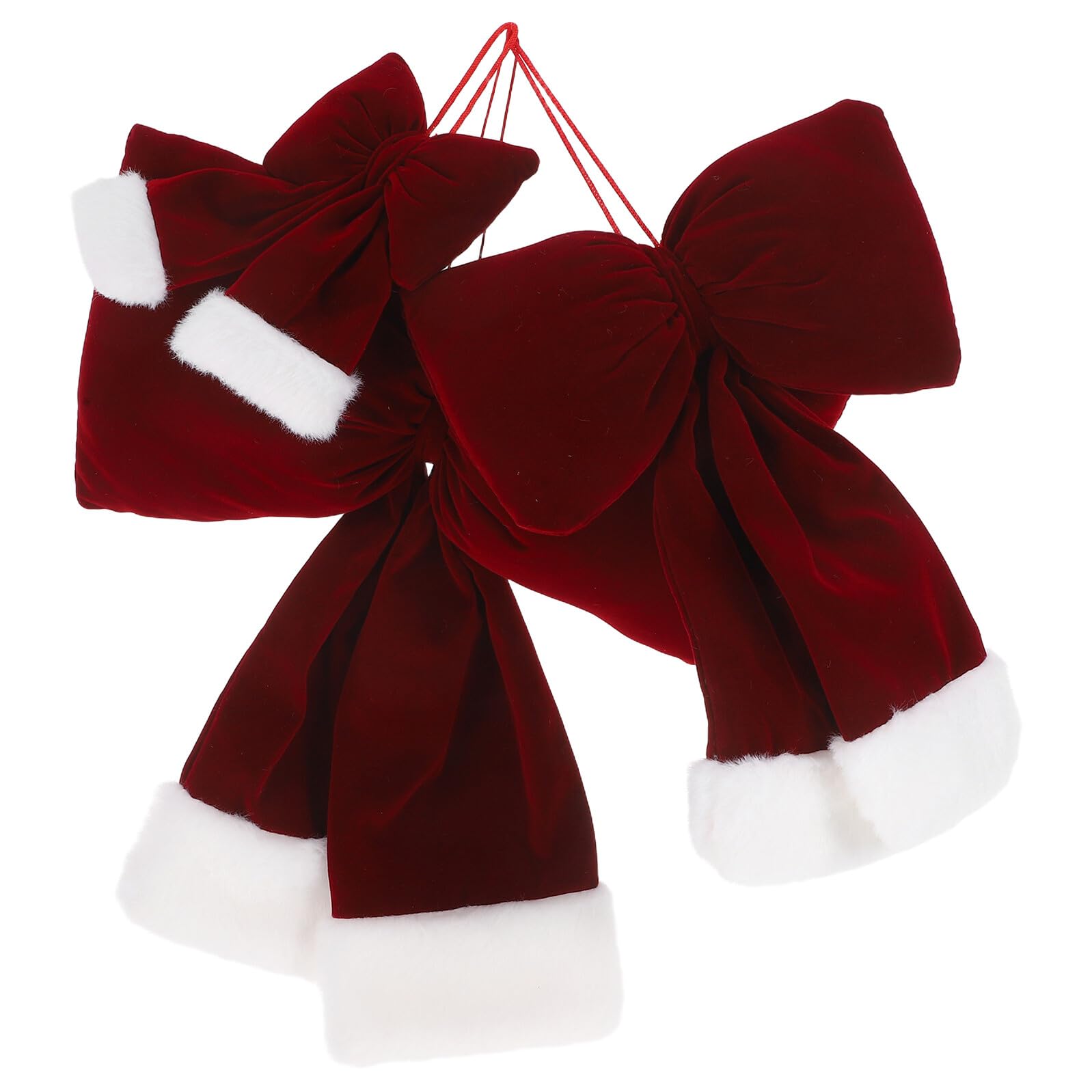 UKCOCO Lazos Navideños de Franela en Tonos Rojo Oscuro 3 Tamaños 10X16 CM 20X30 CM 30X38 CM Decoración para Árboles de Navidad Guirnaldas y Adornos Adornos Festivos Reutilizables