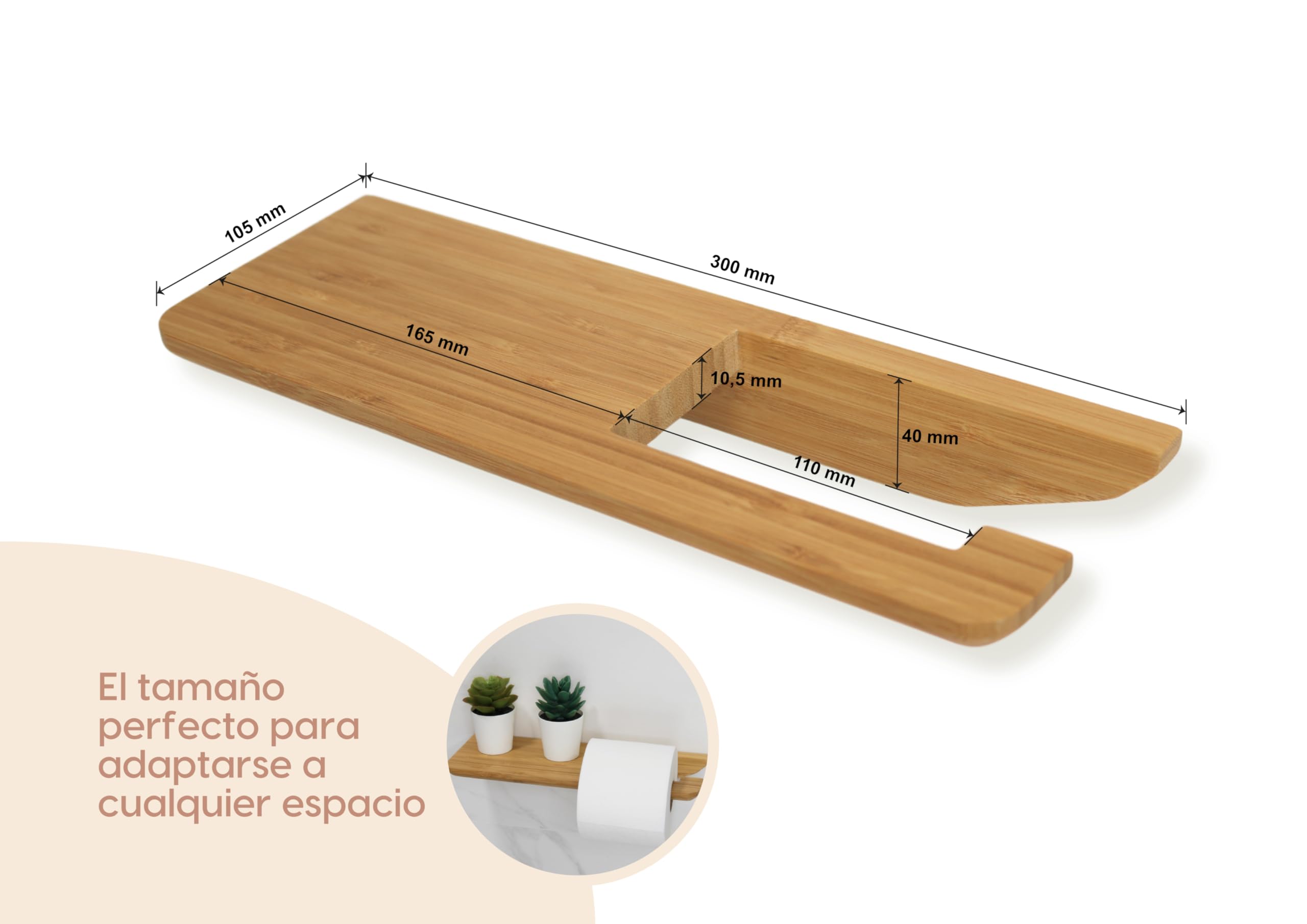Portarrollos Papel Higiénico y Baño Sin Taladro Adhesivo | Soporte Bambu Decoración | Toilet Paper Holder | Soporte de Papel Higiénico + Toallero a Juego Disponible