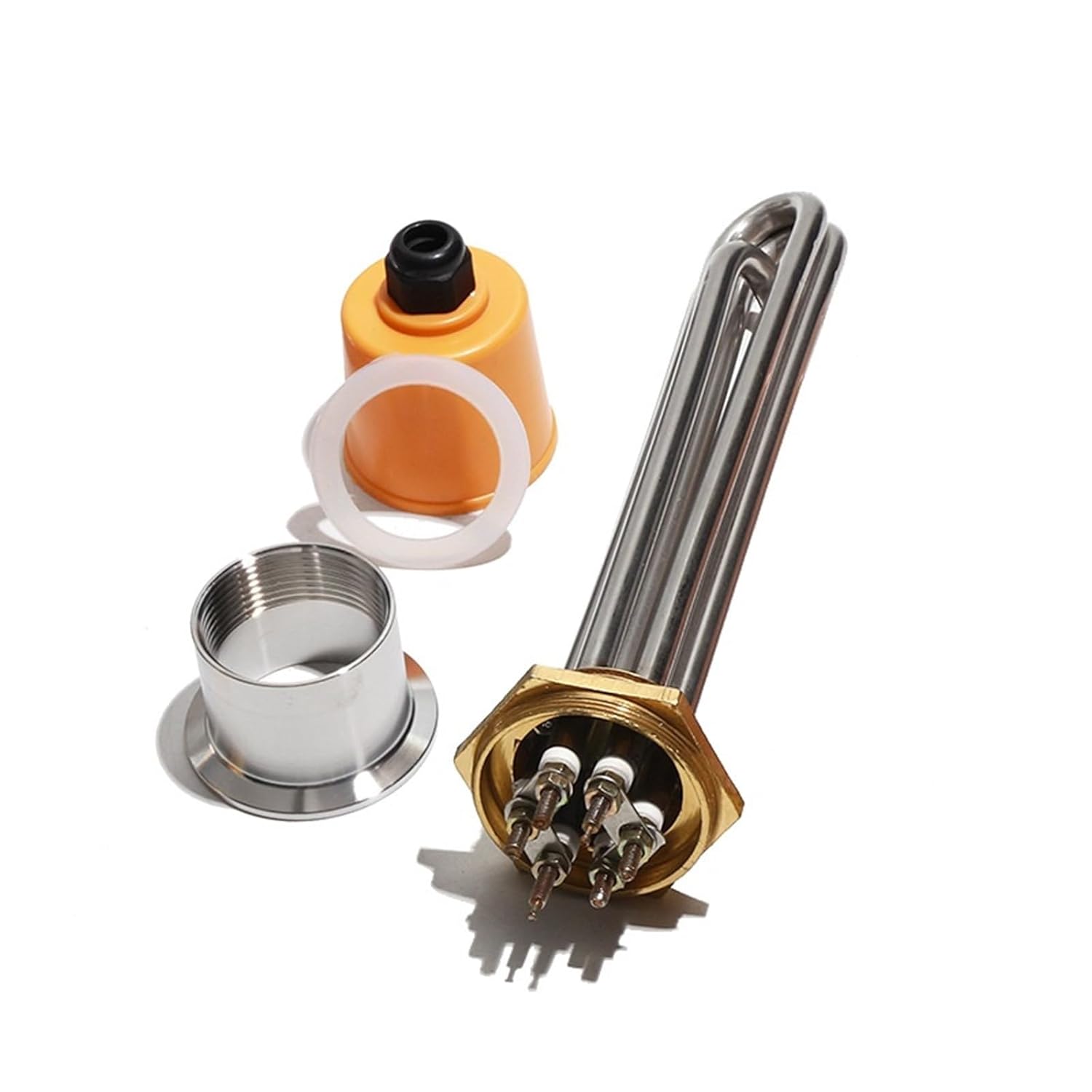 220V 380V Heating Element G1 1/2 Inch Oil Pipeline Heater Resistance 3KW 6KW 9KW 12KW 1Pcs(with Adapter,380V_6KW 240MM)
