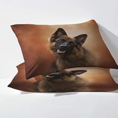 Miniatura 2 de THYUNQ Sábanas de pastor alemán para cama tamaño Queen sábanas y fundas de almohada con patrón de perro juego de sábanas impresas de microfibra