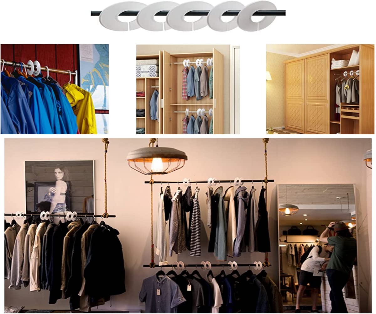 QUUPY 20PCS White Closet Dividers Clothes Organizers Clothing Rack Size Dividers Round Clothes Hanger Separator Dividers for Closet Garment - Image 3