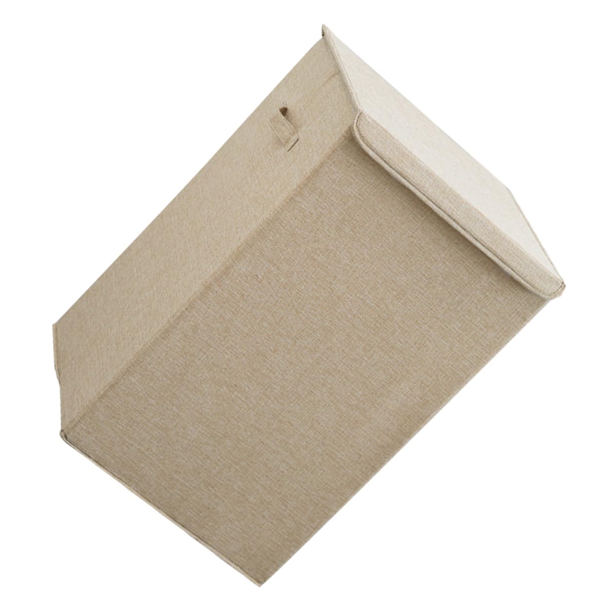 Cabilock Cesto Portabiancheria Beige Coperchio, Lavabile e Portatile, Capacità Media per Piccoli Spazi tra Lavatrice e Asciugatrice