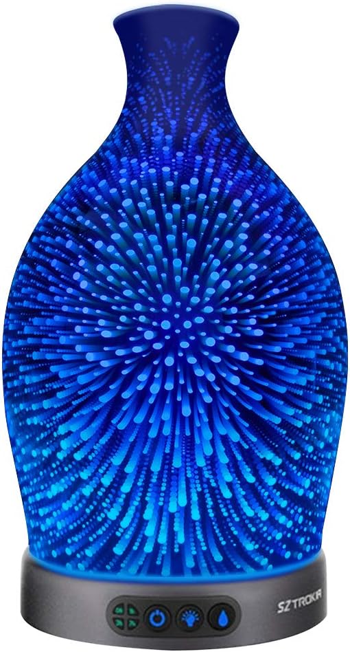 Essential Oil Diffuser, SZTORKIA 300ml Aromatherapy Oil Humidifier with Unique 3D Effect Night Light 24 Color Lighting 3 Mist Output 3 Timer Option Waterless Auto-off BPA Free for Home Office SPA Yoga