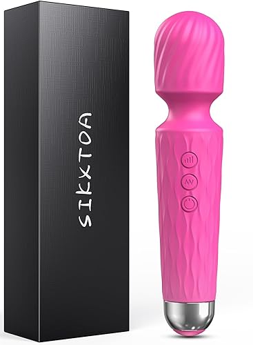 Vibrator Wand, Female Adult Sex Toys, Vibrators for Her, Wand Massager, Clit Stimulator Sex Toy, Dildo, with 8 Speeds of Pleasure & 20 Patterns, Powerful, Waterproof (Rose) - Rose (Pattern 1)