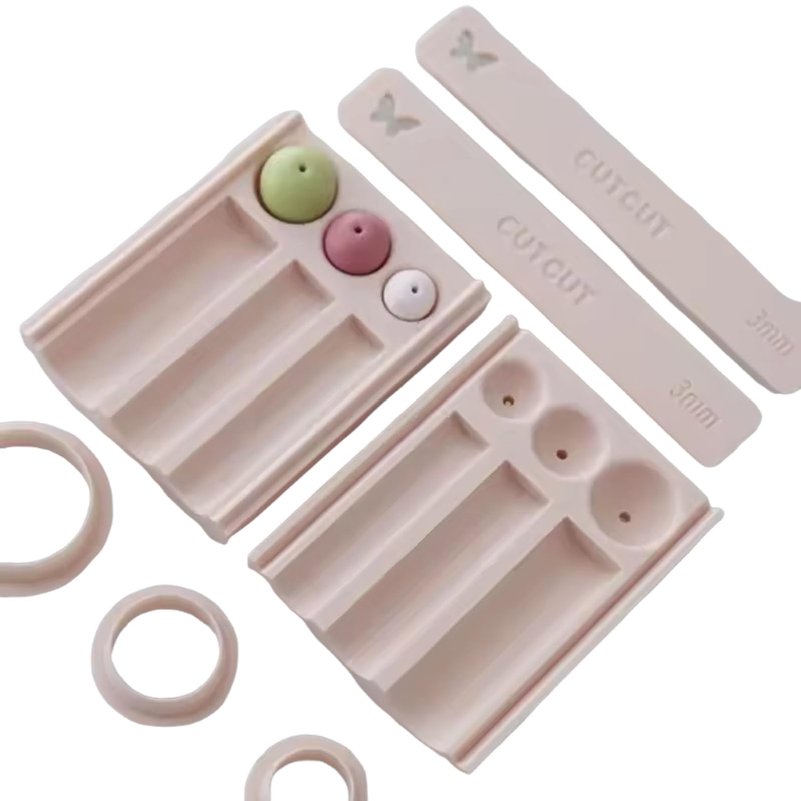 Strumento per modellare sfere argilla con design antiaderente Strumento per modellare perline per la creazione gioielli e stampo per fustellatura sfere argilla in miniatura per uniformità