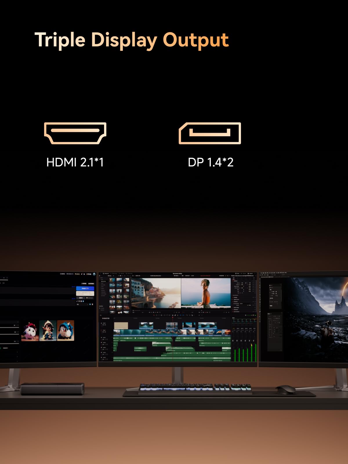 MINISOFURM MGA1 Mini eGPU Dock Station, AMD Radeon RX 7600MXT, 8GB GDDR6, Oculink 4i (PCIE4.0x4), 1xHDMI2.1 e 2XDP1.4 Uscita video, 3xUSB3.2 porte Type-A, costruito in 240W GaN, ATX/SFX/SFX Supporto X