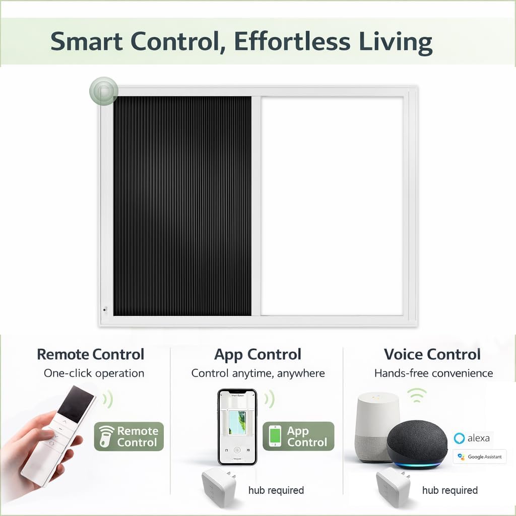 ZSHINE Motorized Blackout Skylight Cellular Shades (White Black)