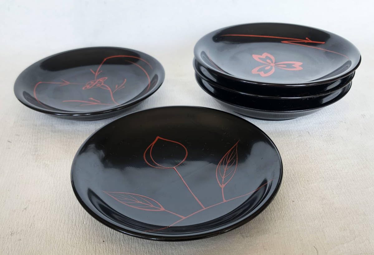 銘々皿 漆塗 民芸絵変わり鈴木繁男デザイン 5枚 取皿 5寸 14.5ｃｍ 木製 Amazon.co.jp: 銘々皿 漆塗 民芸絵変わり鈴木繁男デザイン 5枚 取皿 5