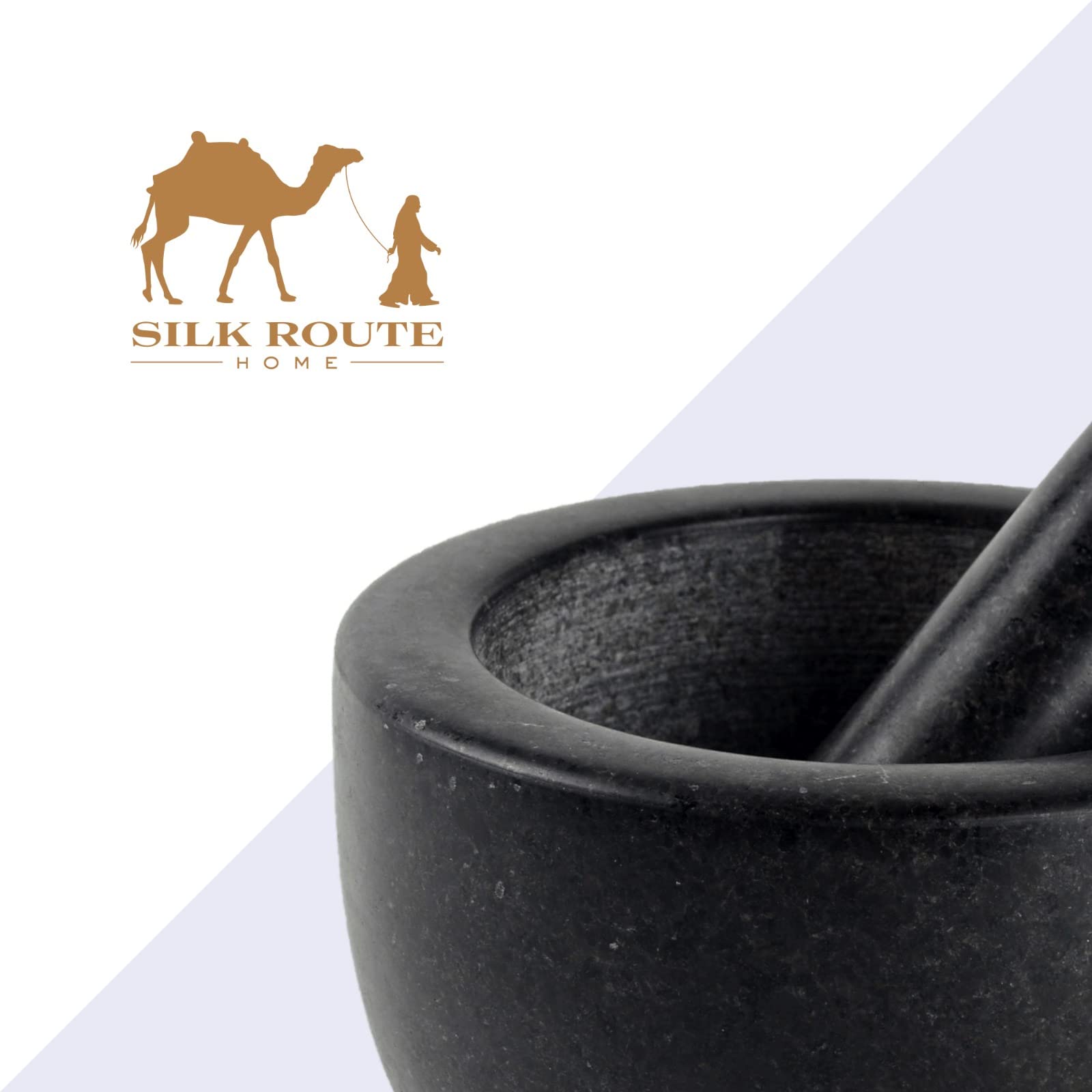 Silk Route Home Pilon et mortier en granit poli classique avec socle