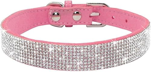 Pimaodog Collar de perro con diamantes de imitaciĂłn, bonito y deslumbrante cuero de ante suave y brillante ajustable para perros y gatos, collar de Pimaodog Collar de perro con diamantes de imitaciĂłn, bonito y deslumbrante cuero de ante suave y brillante ajustable para perros y gatos, collar de