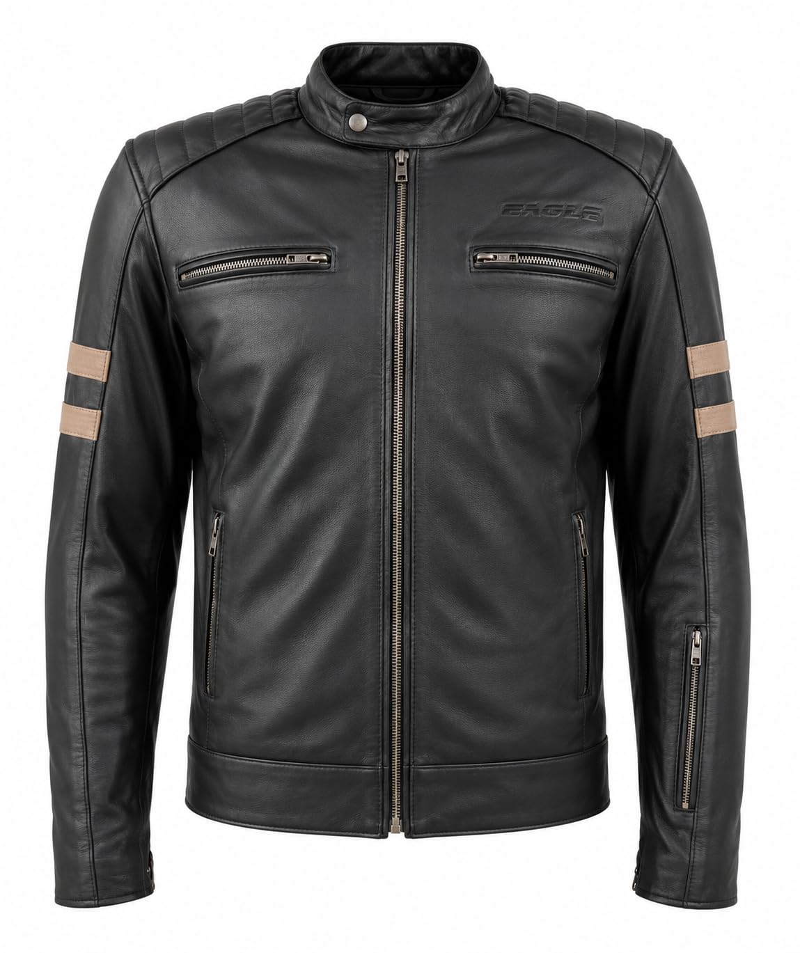 STORM Giacca da Moto in Pelle Uomo Vintage Biker con Fodera Termica Staccabile - Giubbotto Moto Protettivo con Zip di Espansione e Tasca sulla Manica