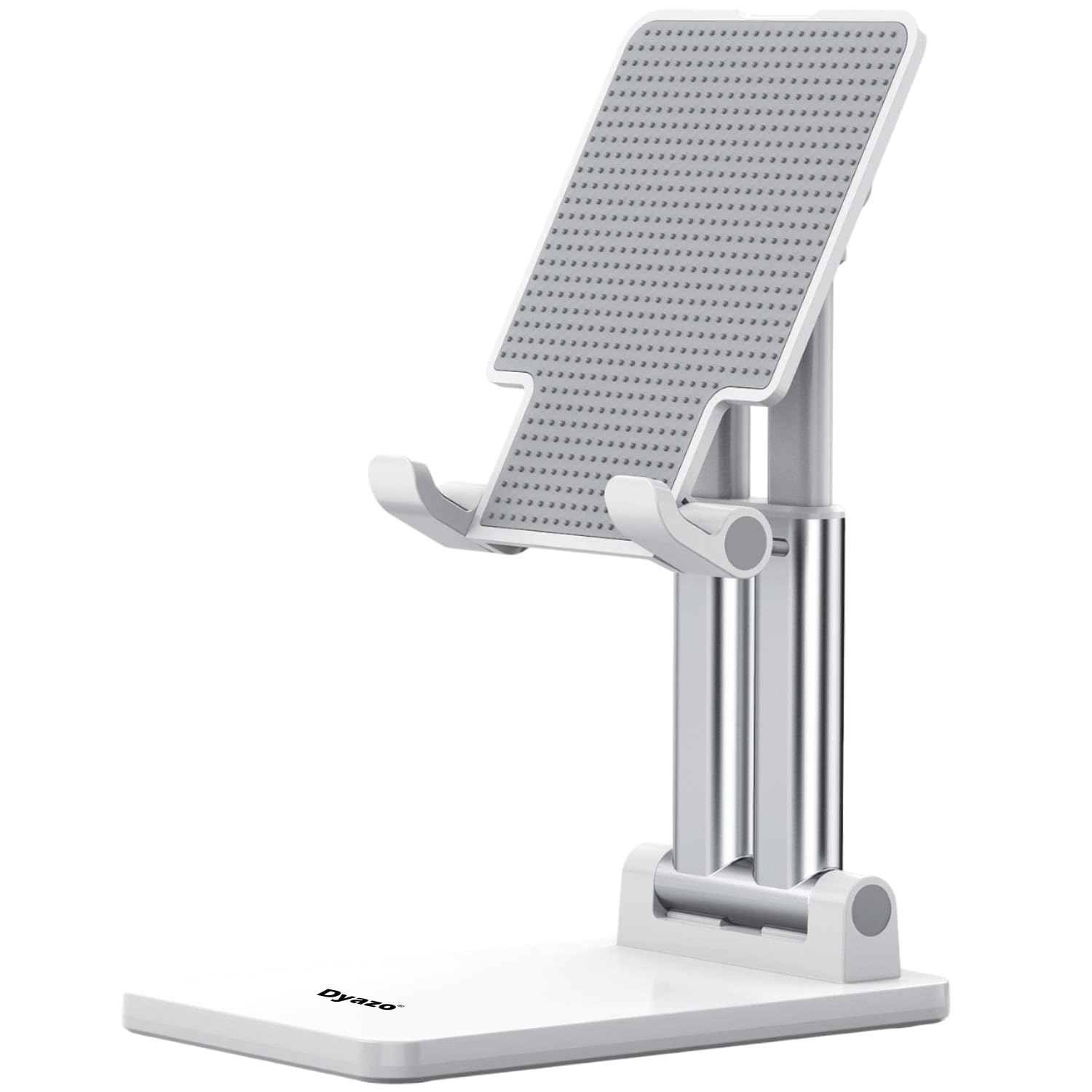 Dyazo Adjustable Mobile Phone Stand | Multiple Height & Angle Adjustable Desk Holder | Portable, Foldable and Durable Base | Compatible with All 4″–10″ Smartphones & Tablets – White-image-42