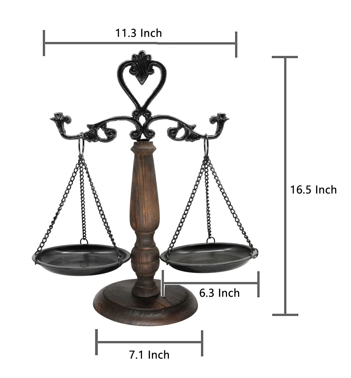 Owlgift Vintage Metal Lawyer Scale of Justice Libra, Decorative Jewelry Storage, Antique Tray Cosmetic Organizer, Farmhouse Candleholder Display, Home DÃ©cor Centerpiece Stand â€“ Black, 15â€œ W x 16.5â€? H