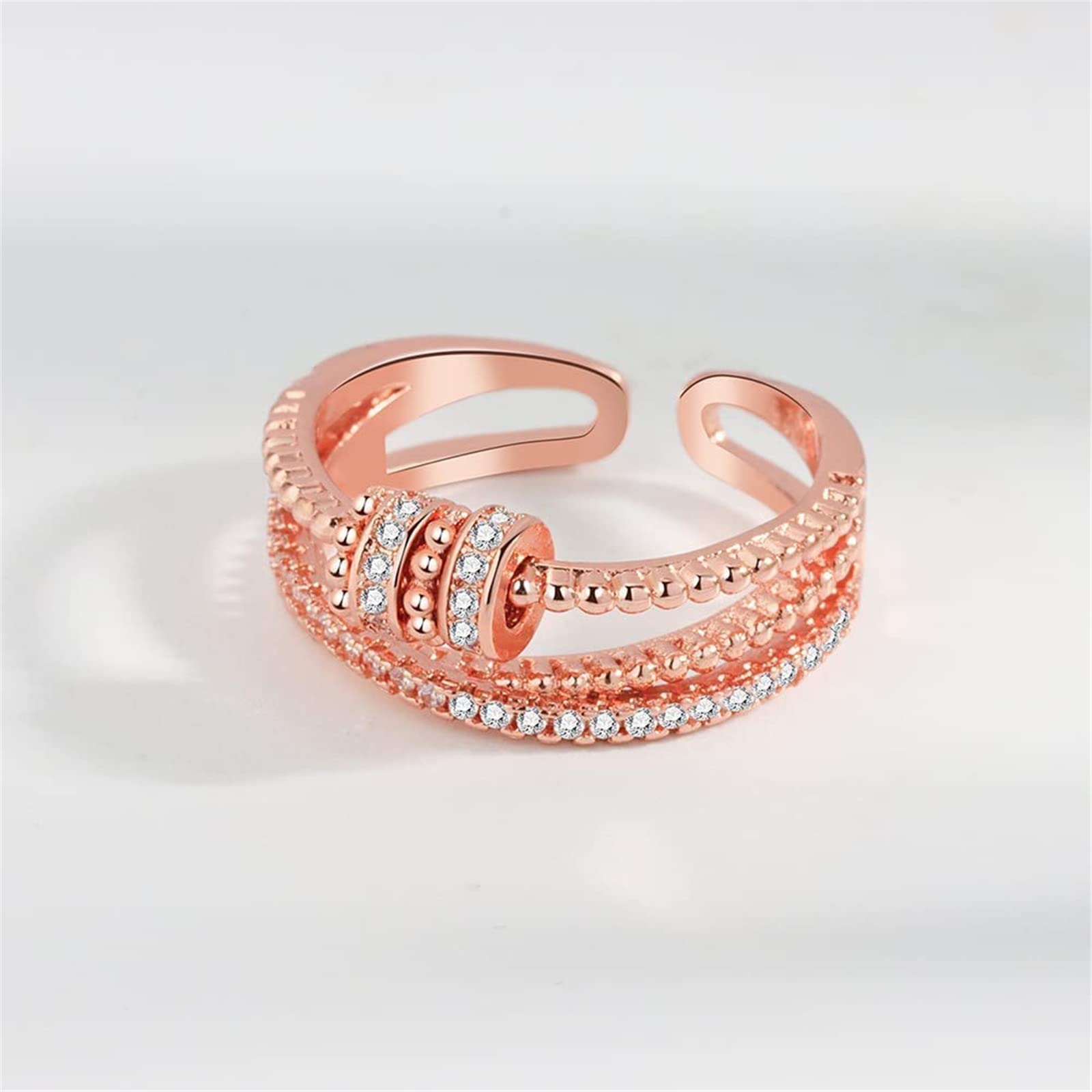 Bague Méditation Anxiété To My Daughter - Anneau Pivotant Réglable Cuivre Zircon Cubique