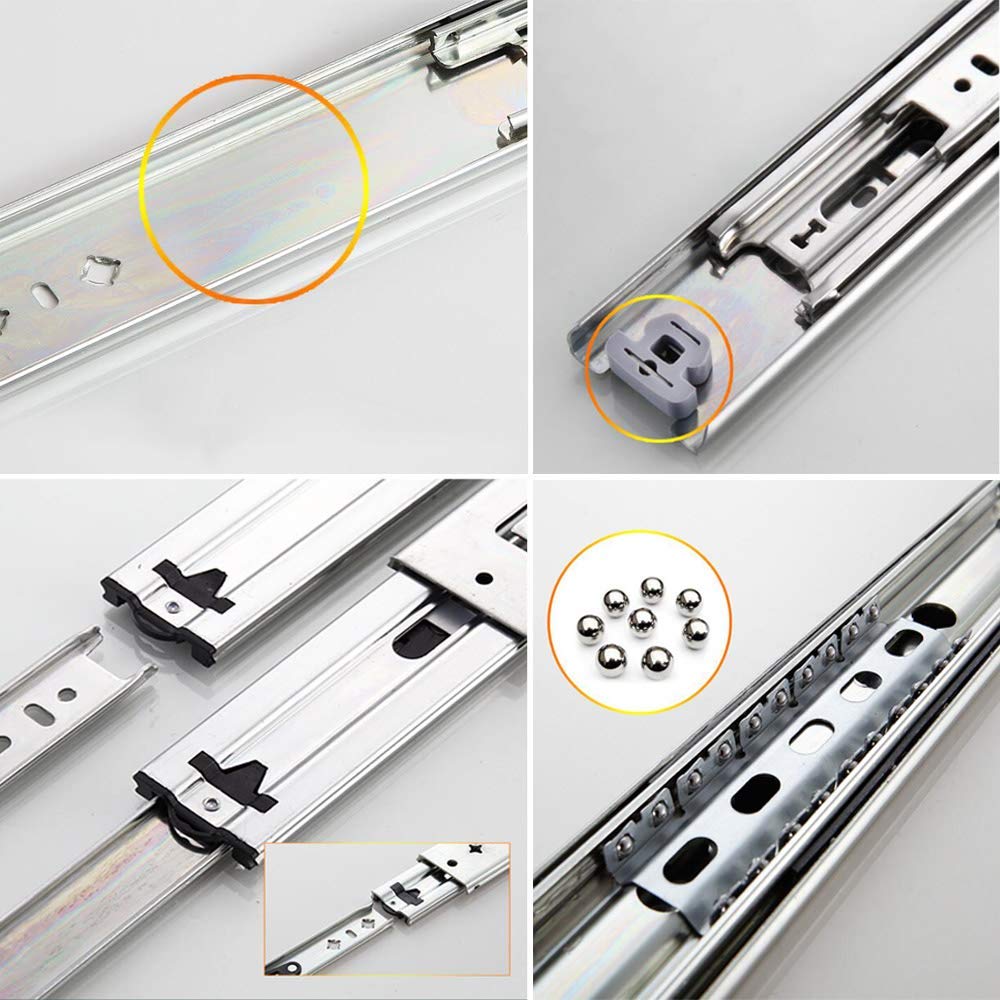 SWAYVES Guida per Cassetti Push To Open, Guida per Cassetti ad Estrazione Totale, Guida Industriale Larga 51 Mm, Guide per Cassetti per Carichi Pesanti in Acciaio Laminato Ado/Sier/30In/750Mm