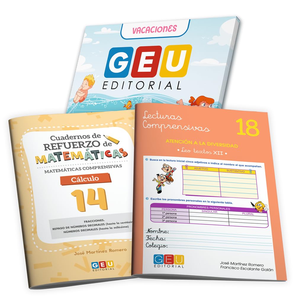 CUADERNO VERANO 5 PRIMARIA | Problemas Matematicas 5 Primaria | Pack Libros De Repaso 5 De Primaria - Comprension Lectora 5 Primaria | Lecturas ... 18 + Cuaderno 14 Matemáticas (VACACIONES GEU)