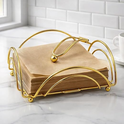 CentraLit Napkin Holder for Dining Table | Modern Metal Tissue Holder with Weighted Arm for Kitchen, Tabletop & Parties | ...