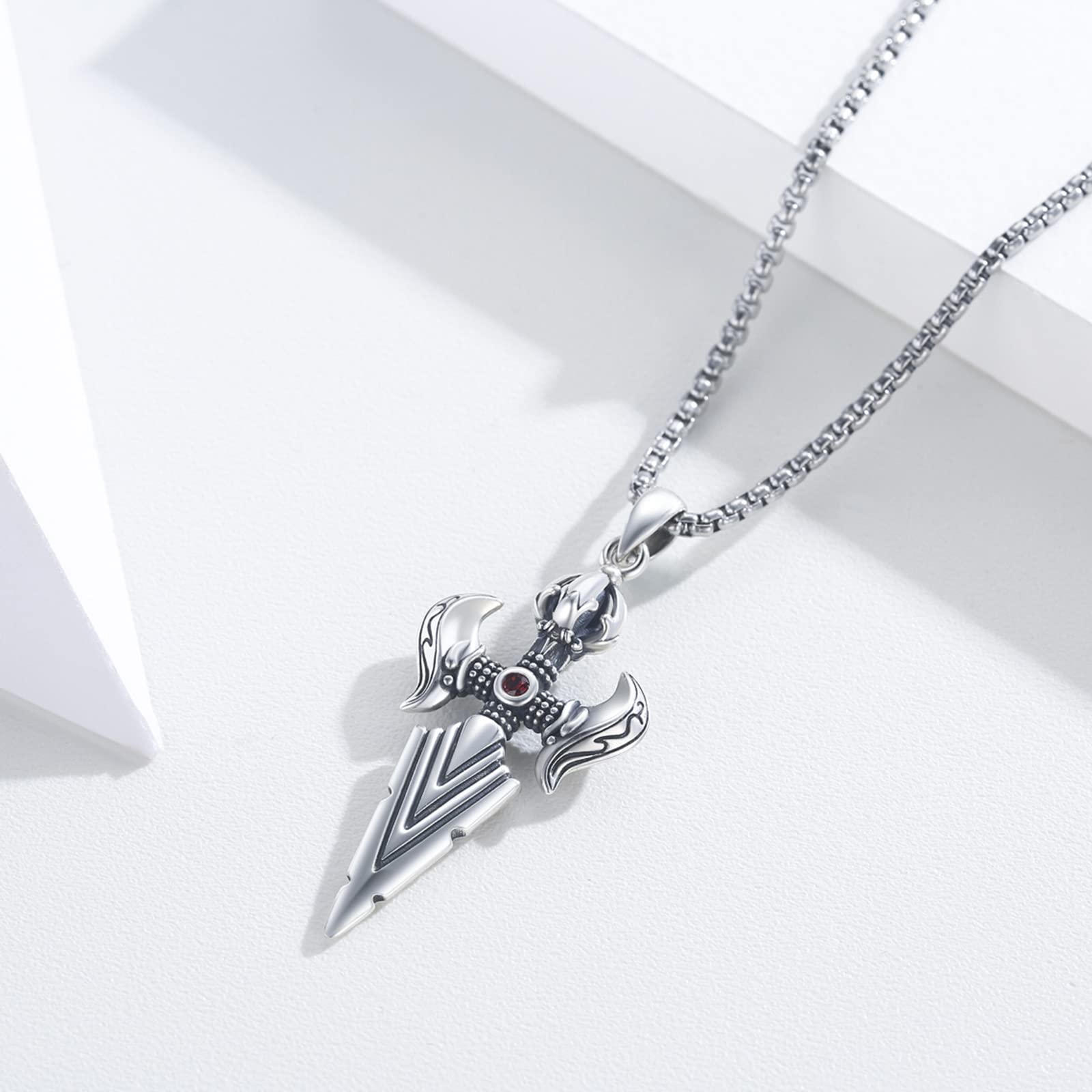 REDSUN ViKing ViKing łańcuszek z motywem strzały wikingów, młot Thora, srebro wysokiej próby 925, wisiorek w kształcie krzyża, wisiorek celtycki, amulet, biżuteria dla mężczyzn, dla mężczyzn, dla