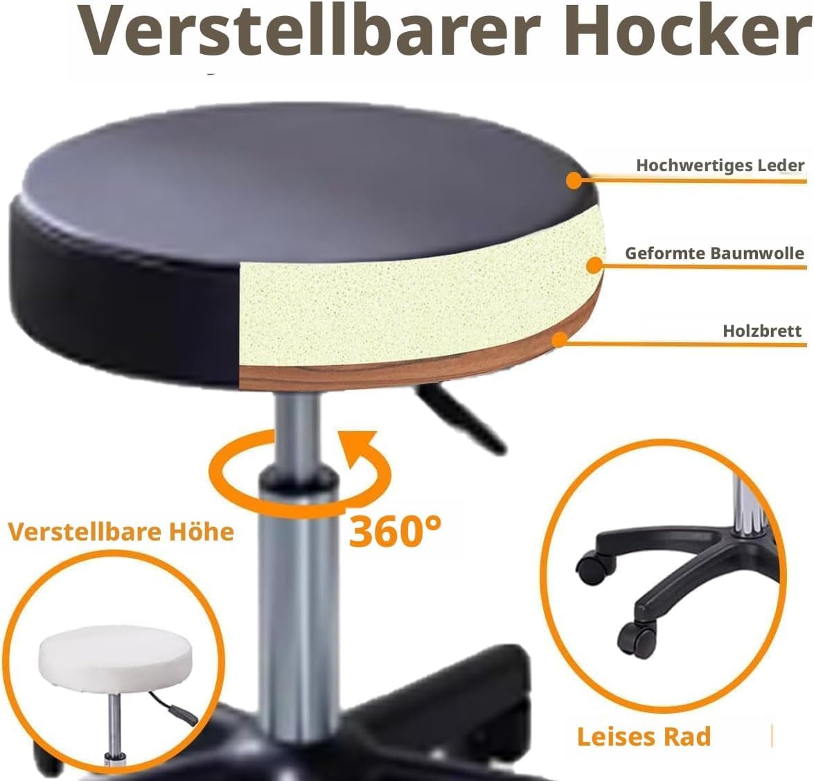 LSLIFE Beauty Bed Massageliege mit Hocker & Laken 3 Abschnitt verstellbare Massagetisch Tattoo Stuhl mit abnehmbaren Armlehnen Kopfstütze Salon Wimpern Bett für Spa Salon