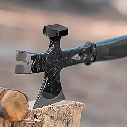 Mini Machado Machadinha Com Cabo Emborrachado Para Cortar Arvore Madeira Machadinha de Aço Compacta Para Camping e Sobrevivência 3 em 1-31cm para Aventuras Outdoor