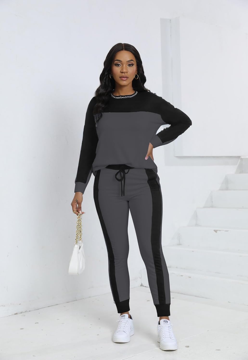 HBQ Women‘s Color Block 2 Piece Outfits Casual Travel Sweatsuits Lounge Sets 2025 Fall Fashion