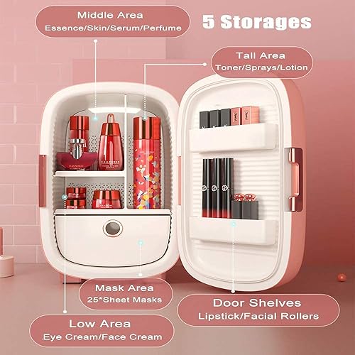Miniatura 4 de TONPOP Beauty - Mini refrigerador portátil de 12 litros para el cuidado de la piel cosmético, mini refrigerador para automóvil y hogar, calentador