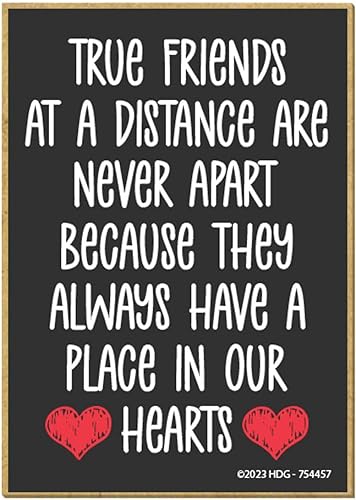Honey Dew Gifts, True Friends at a Distance are Never Apart, 2.5 x 3.5 pulgadas, decoraciones de casillero, imanes de refranes decorativos, regalo