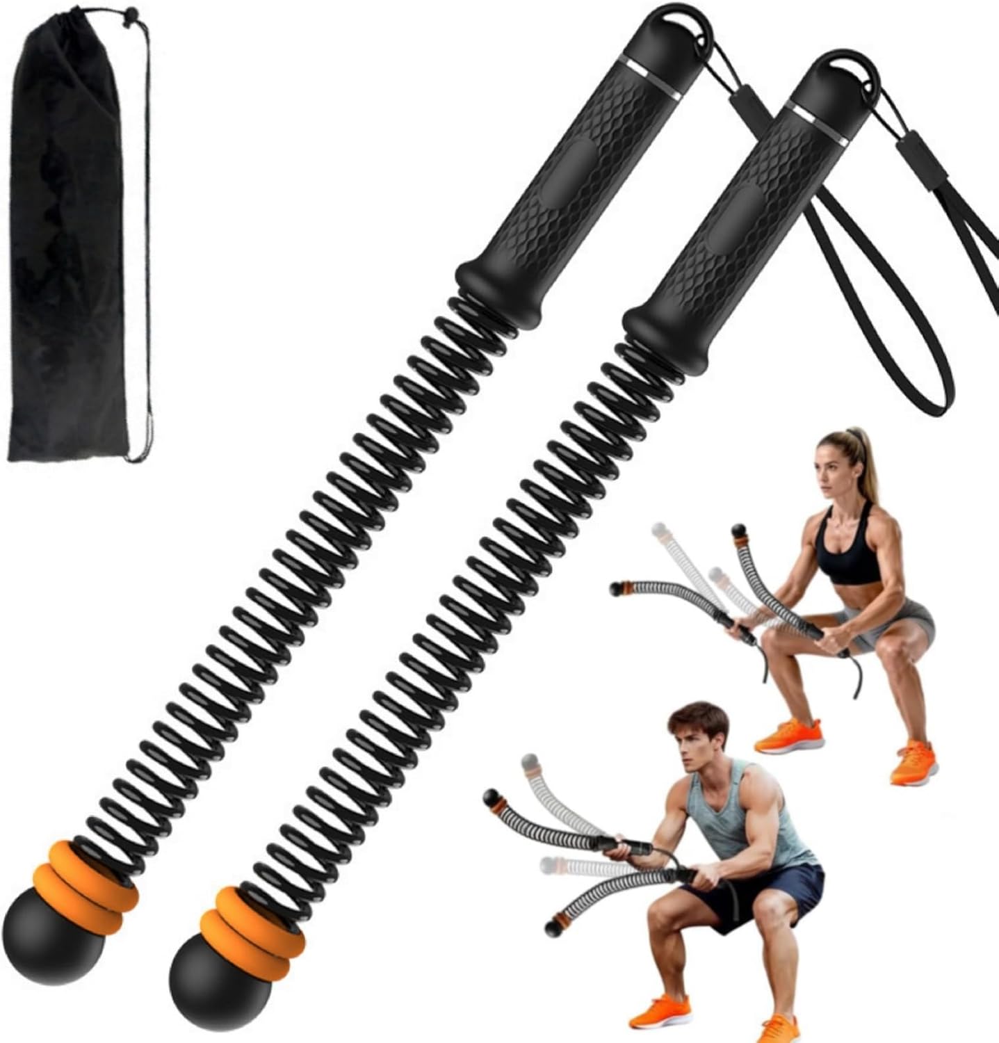Battle Ropes for Home Gym,Adjustable Weights Cordless Battle Ropes for Home Gym with Storage Bag, Weighted Exercise Equipment for Low-Impact Workout, Strength & HIIT（2 PCS）