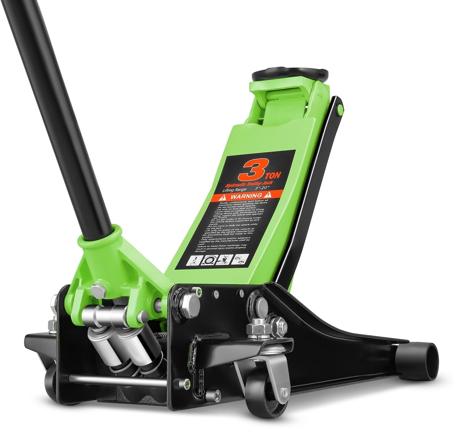 Auto Dynasty 3 Ton Low Profile Floor Jack, Heavy Duty Steel Hydraulic Car Jack with Dual Pistons Quick Lift Pump, Hydraulic Racing Floor Jack, Lifting Range 3" to 20", Red