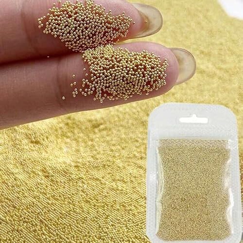Gold Caviar Beads Alloy Mini Nail Ball Beads Nail Art Charm Cute Nail Decorations Gold Nail Charms Nail Studs Nail Charm for Acrylic Nails DIY Nail Art Decoration Accessories 3Gram 0.31Inch