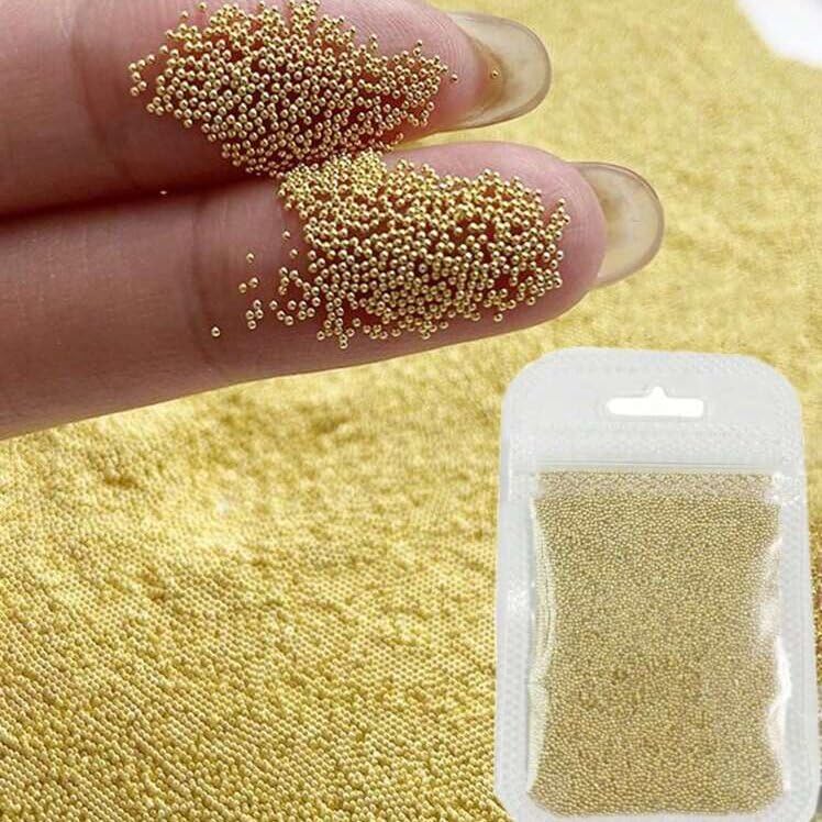 Gold Caviar Beads Alloy Mini Nail Ball Beads Nail Art Charm Cute Nail Decorations Gold Nail Charms Nail Studs Nail Charm for Acrylic Nails DIY Nail Art Decoration Accessories 3Gram 0.31Inch