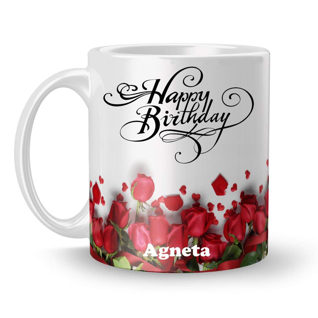 Happy Birthday Agneta Printed White Ceramic Mug (350) ml