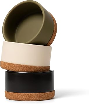 Waggo Corky Non-Slip Ceramic Food & Water Bowl, 4 Cup, Black