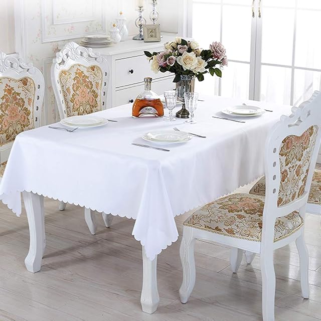 NEWLIUXI Tablecloth 56 x 80 Inch-White Rectangular Table Cloth Washable Polyester Great for Buffet Table, Parties, Holiday Dinner, Wedding Rectangle Tablecloth (White150*200CM)