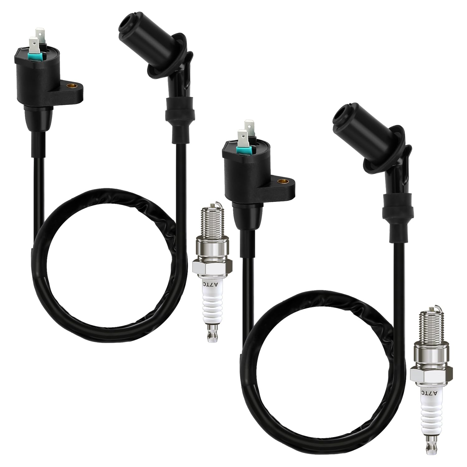 SHIQINHA GY6 Ignition Coil and A7TC Spark Plug Compatible with Tao tao 49cc 50cc 150cc ATM50 Pony VIP Powermax Roketa Baja Ice Bear Scooter Chinese 4-Stroke Moped Pit Dirt Bike Go Kart Parts -2 Pack