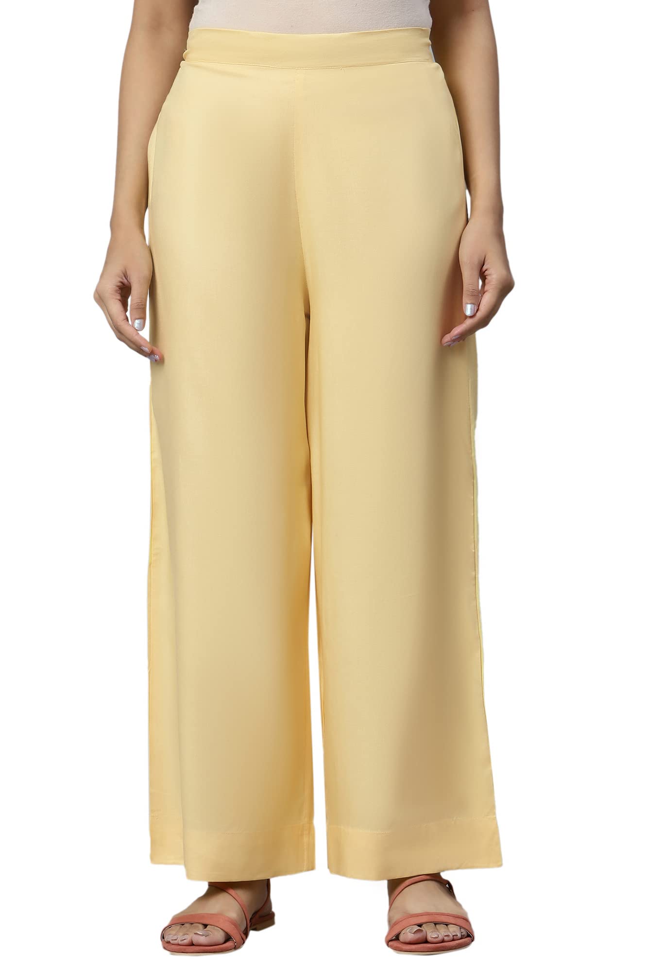 aurelia Women's Regular Fit Mid Rise Printed Strechable Regular Palazzos | Ankle Length Palazzo Pants-picture-24