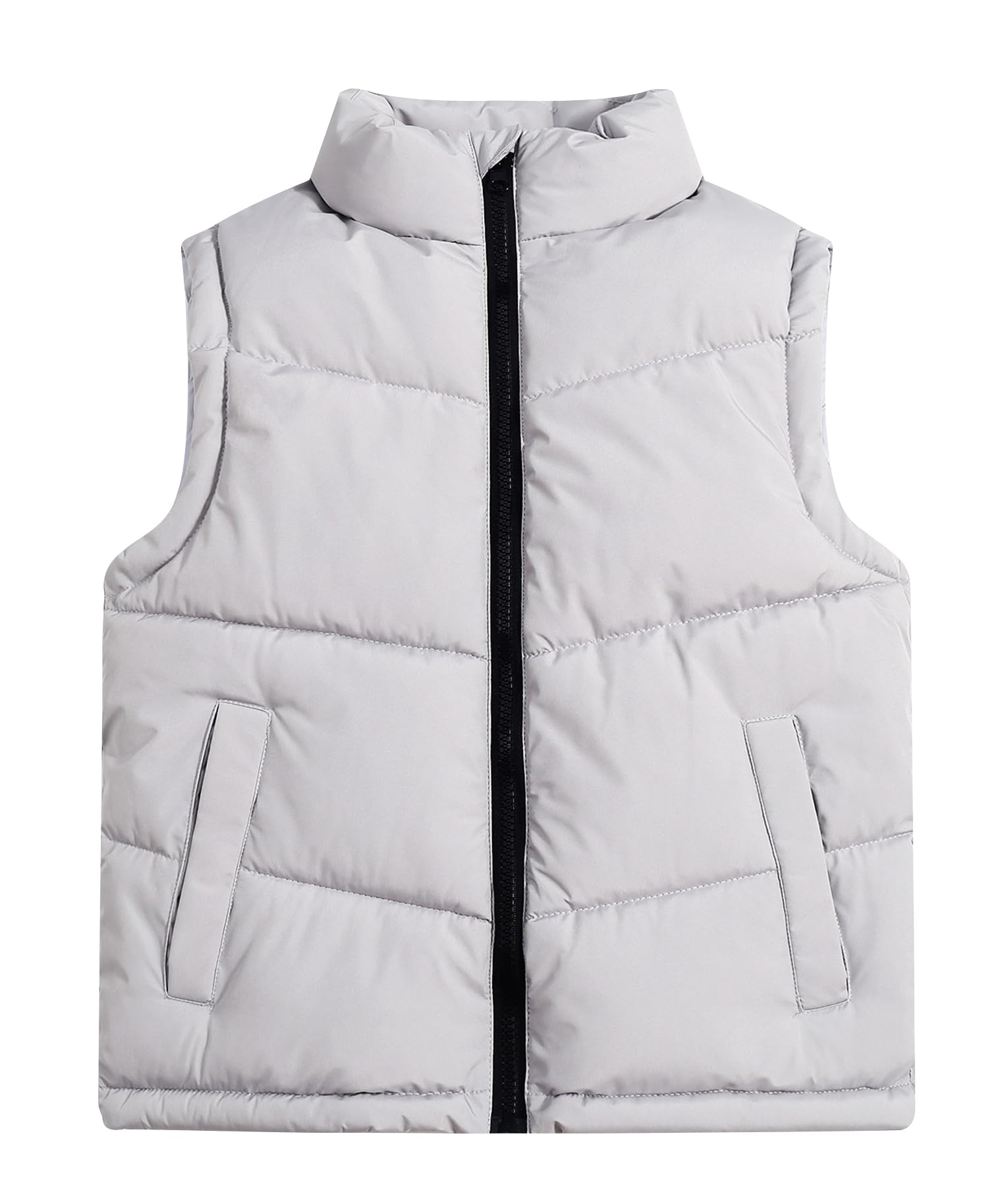 FEOYA Enfant Veste Matelassée Zippée Ado Sans Manche Doudoune Chaude Rembourré Garçon Sans Manche Manteau Légère Automne Gilet De Duvet Confortable D'Hiver D'Extérieur Coupe Vent Épais 7-14 Ans