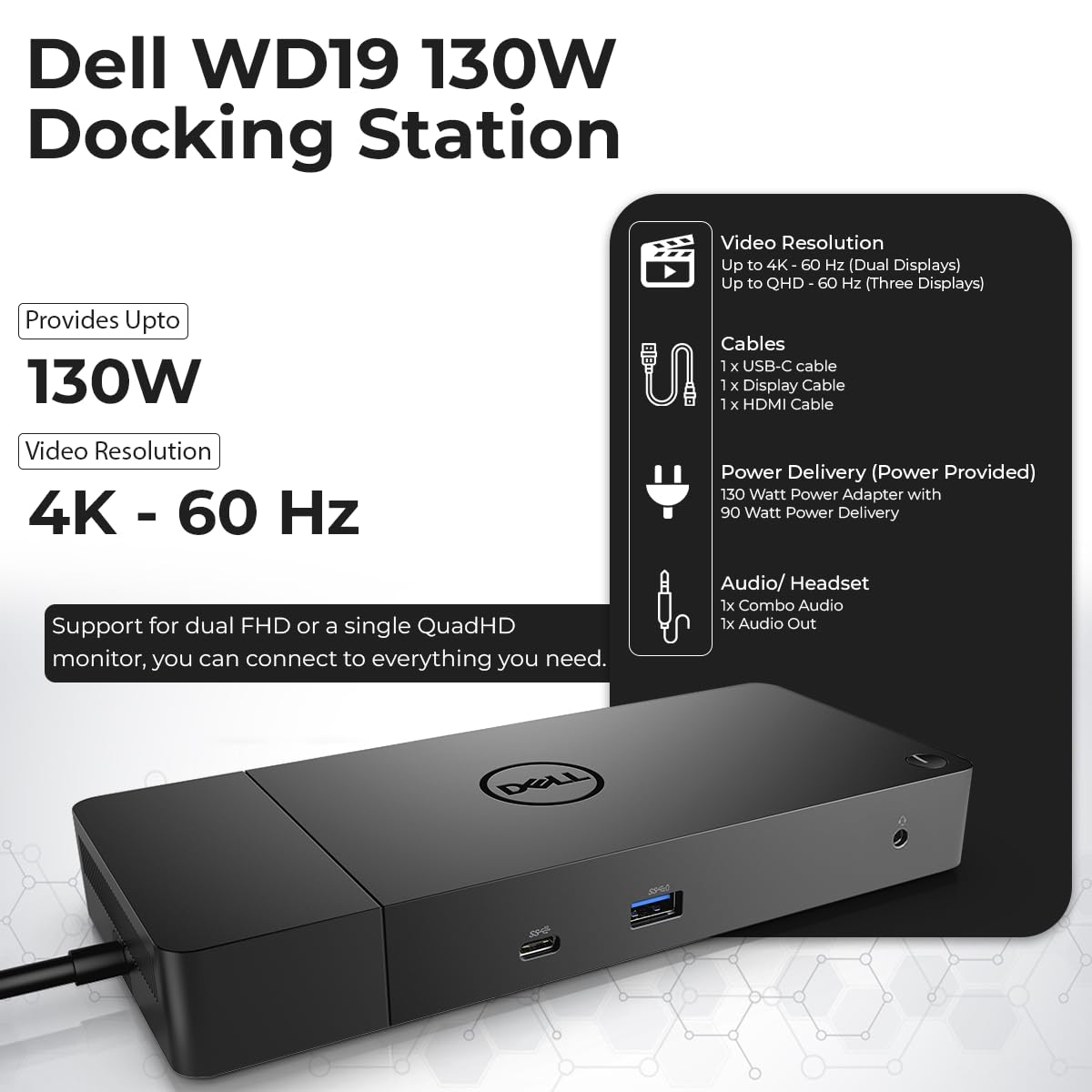 Amazon.com: Dell WD19 130W Docking Station Bundle with 130W Power