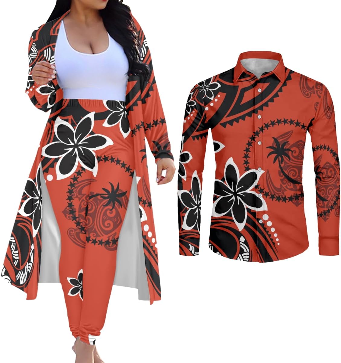 Matching Clothes for Couples Cardigan Sets for Women 2 Piece Mens Button up Shirts Long Sleeve