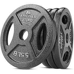 Discos Para Levantamiento De Pesas Amonax discos pesas, 2,5kg, 5kg, 10kg discos mancuernas para barras olimpicos 50mm, discos de pesas metálicas para levantamiento y empuje de cadera, placas de hierro fundido para gimnasio en casa