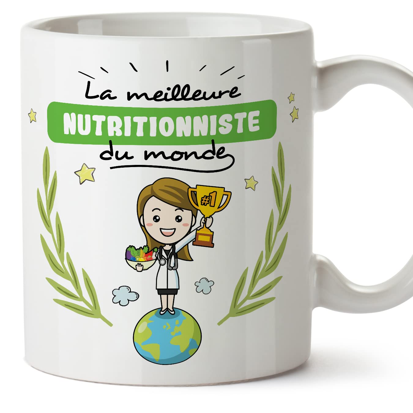 MUGFFINS Nutritionist Woman Mug - in French - Meilleur du Monde - Funny Gift for Colleagues - Ceramic 11oz Mug