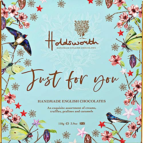 Holdsworth Chocolates Gift Box - Just For You Chocolate Selection Box with Handmade Truffles & Assorted Milk Dark & White Chocolates - Occasions 110g Valentines Gifts for Her & Him