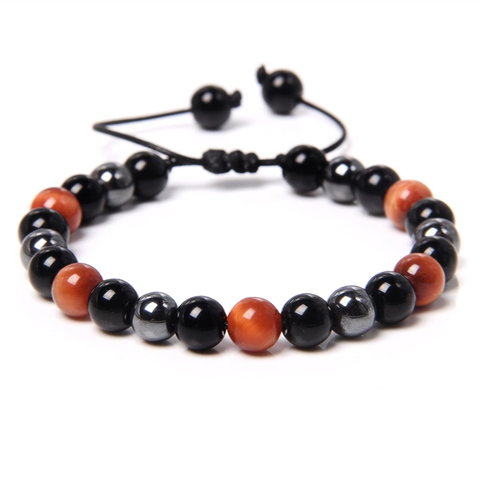 Naturstein-Armband, Vintage-Geflecht-Armbänder, Paare, natürliches Chakra-Tigerauge-Armband, Herren, verstellbar, gewebter schwarzer Onyx-Stein, Perlenschmuck, Armband-Schmuck