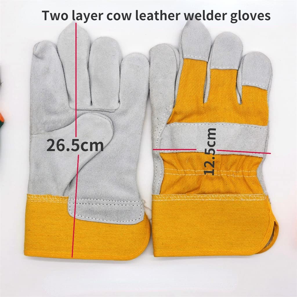 Los Guantes Semisoldados De Cuero Son Resistentes Al Calor, Aptos For Cocinar, Hornear, Chimenea, Animales, Barbacoa.