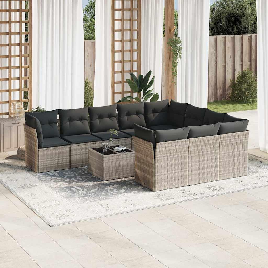 Set De Sofás De Jardín 11 Piezas Ratán Sintético Gris