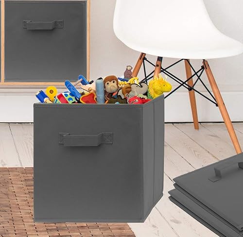 Miniatura 5 de Pomatree Cubos de almacenamiento de 13 x 13 x 13 pulgadas, paquete de 4 unidades, cubos de almacenamiento grandes y resistentes, asas dobles,