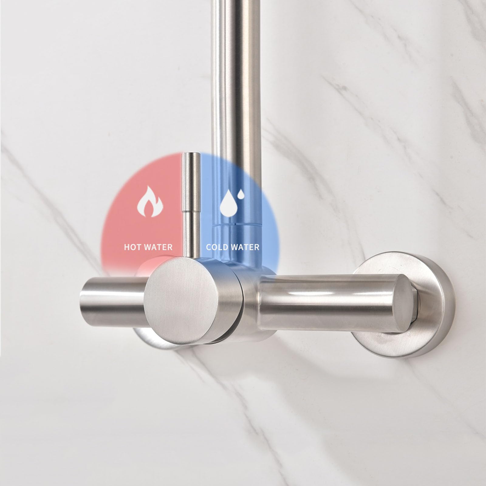 Grifo Fregadero Pared Extraible Cuello de Cisne Monomando Grifos Cocina Fregadero con Muelle,Cepillado