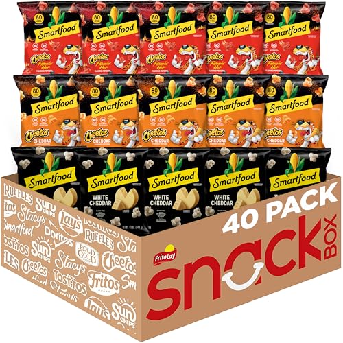 Smartfood Popcorn, White Cheddar and Flamin' Hot White Cheddar Variety Pack, 0.5 Ounce (Pack of 40)