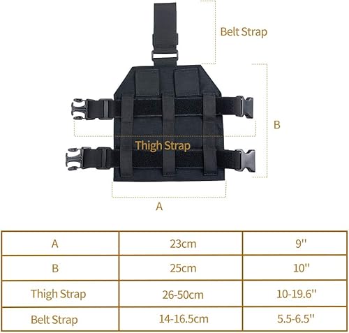 Miniatura 3 de EXCELLENT ELITE SPANKER Molle táctico plataforma de pierna caída, panel universal de pierna caída con cinturón ajustable y correas de muslo
